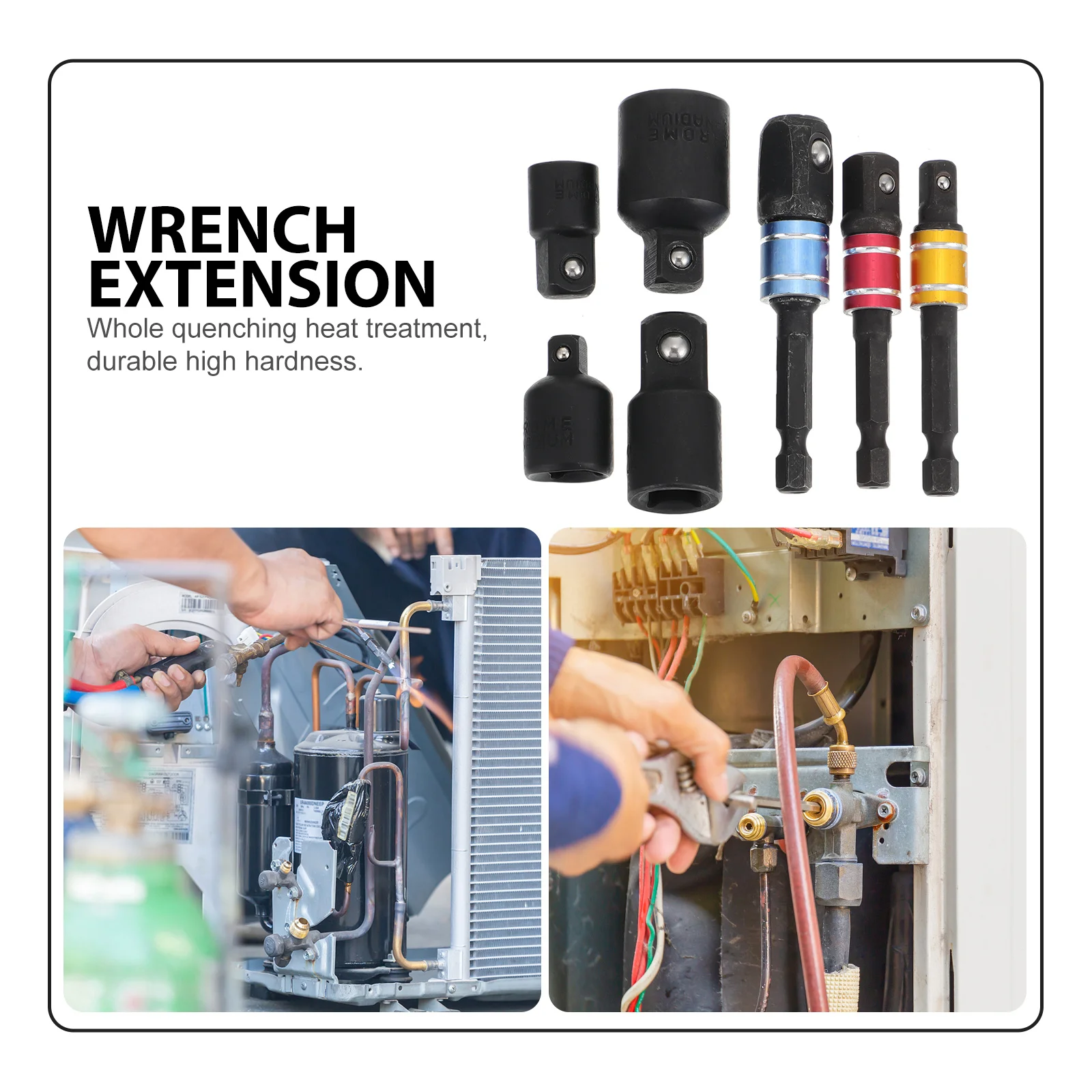 

7Pcs Socket Adapter Set Impact Wrench Conversion Tool Steel Durable Heat Treated Detent Ball Lock for Air Hand Tools Ratchet