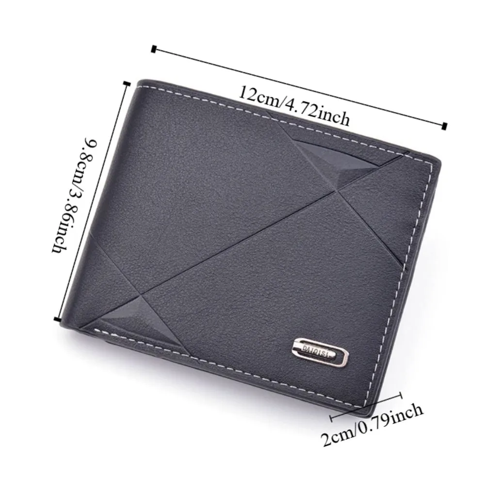 Portable Business Men's Short Wallet Pu Leather Casual Credit Card Holder Solid Color Cash Bag Male Bifold Wallet Gift