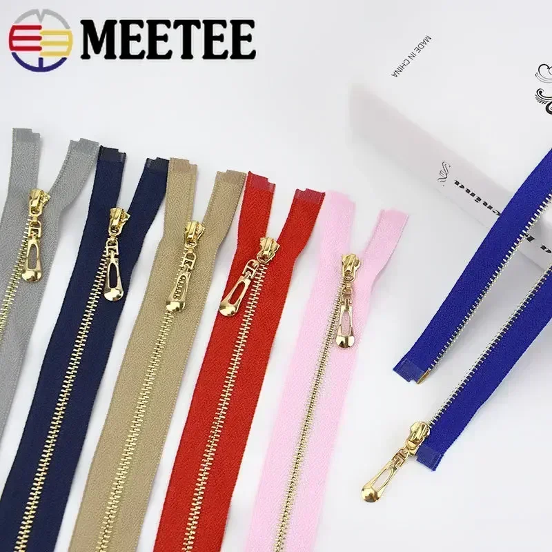 5Pcs Meetee 3# 15-70cm Metal Zippers Coat Pocket Zipper Closure Decoration Zip for Clothes Replacement Zipper Sewing Accessories