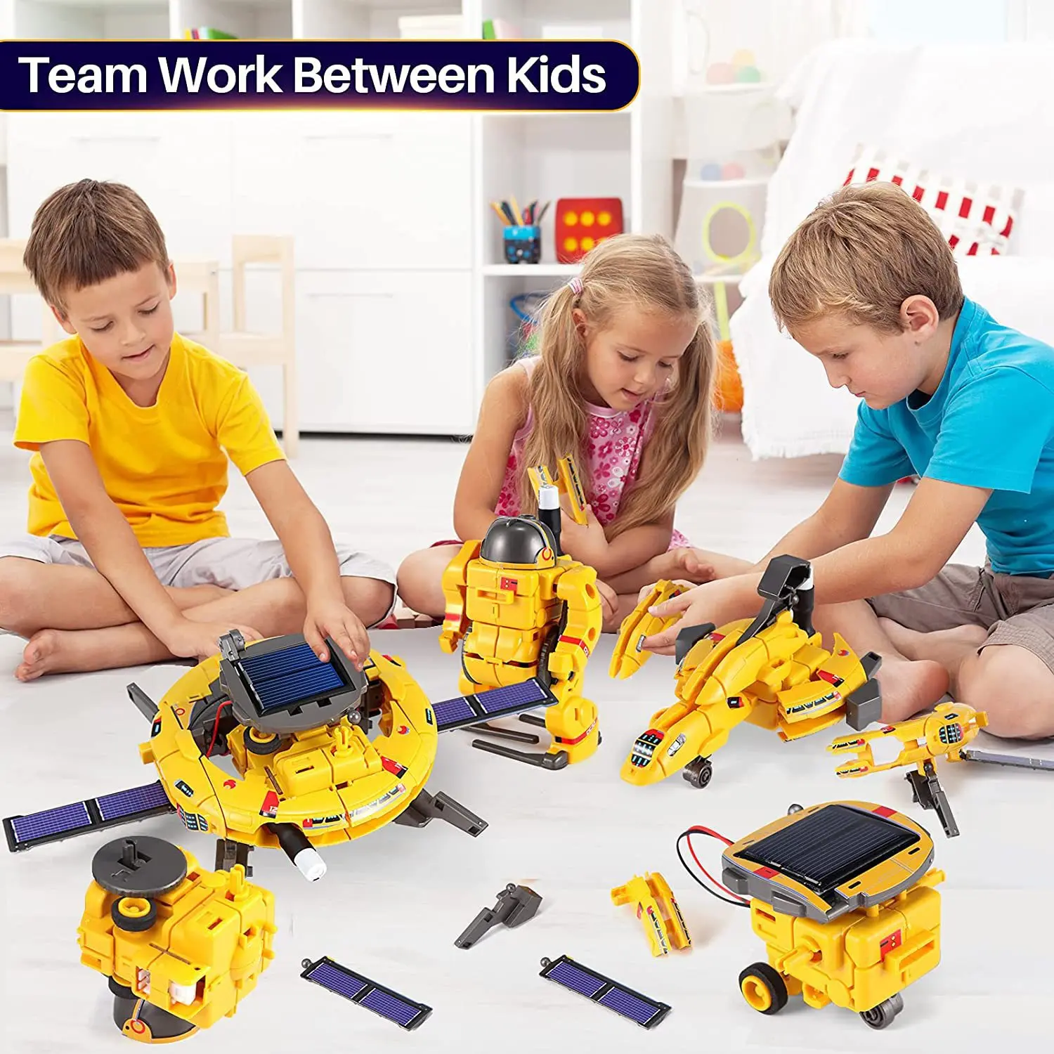 Children's 6-in-1 space solar toy DIY educational assembly toy scientific experiment handmade