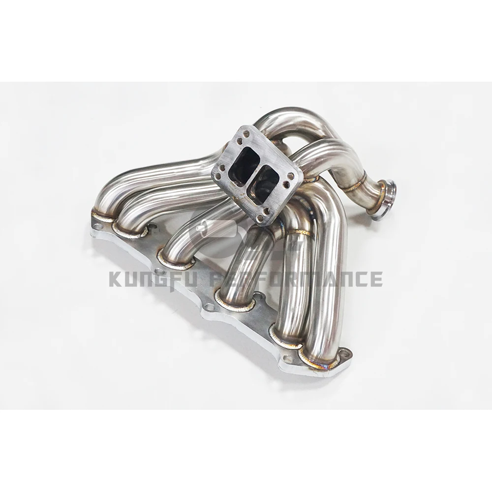 KUNGFU Performance SS304 3mm Steam Pipe Twin Scroll T3T4 Exhaust 1JZGTE 1JZ VVTI 1JZ GTE Turbo Manifold