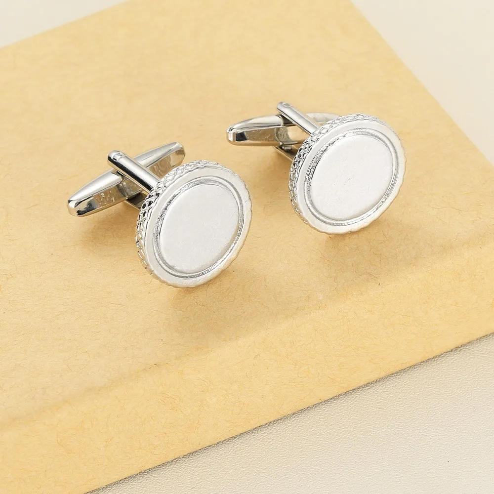 A Pair European American Style Alloy Men's Cufflinks Set Fashion Metal Shirt Simple Round Design High-Quality Ready To Ship