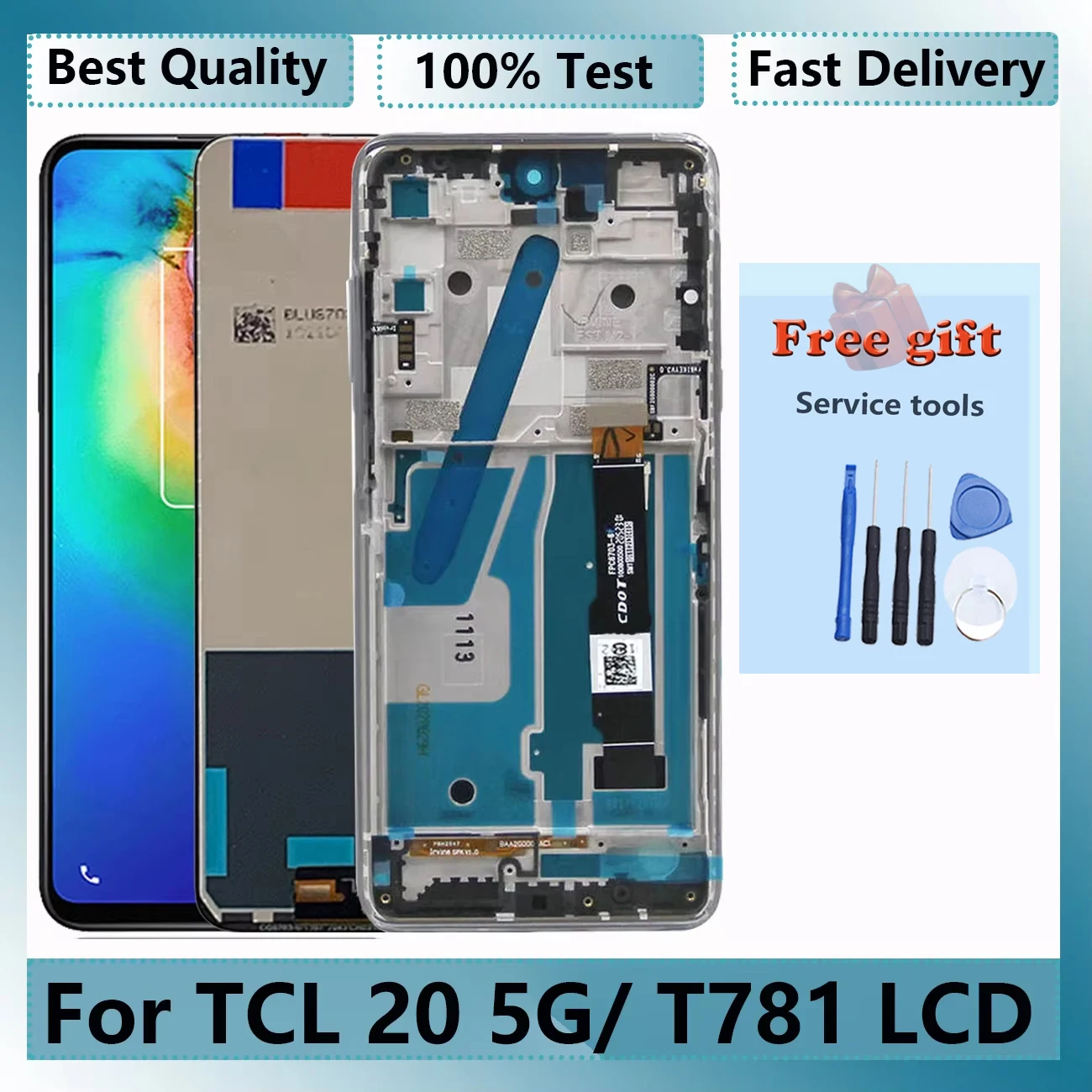 Original Touch Screen For TCL 20 5G  T781 T781K T781H LCD Digitizer Full With Frame Assembly Display Replace Parts Replacement