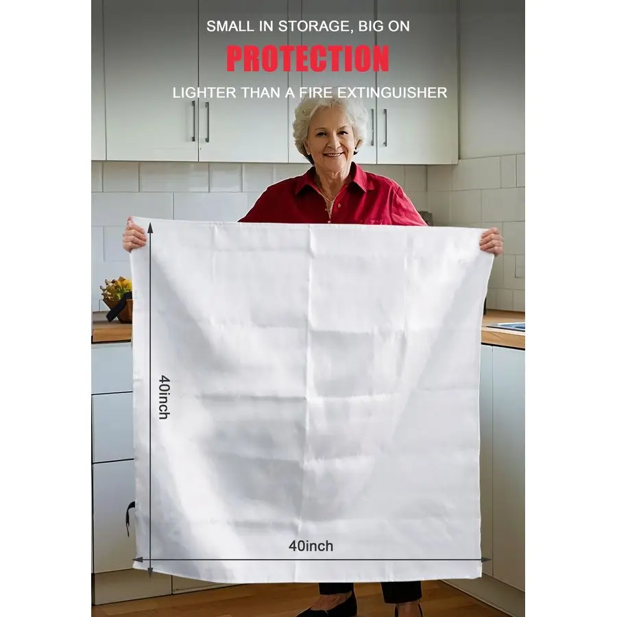 بطانية حريق للمطبخ المنزلي 6 عبوات 40 × 40 بطانيات قمع الحريق من الألياف الزجاجية المقاومة للحريق للمدفأة والمستودعات والسيارة في الهواء الطلق #3