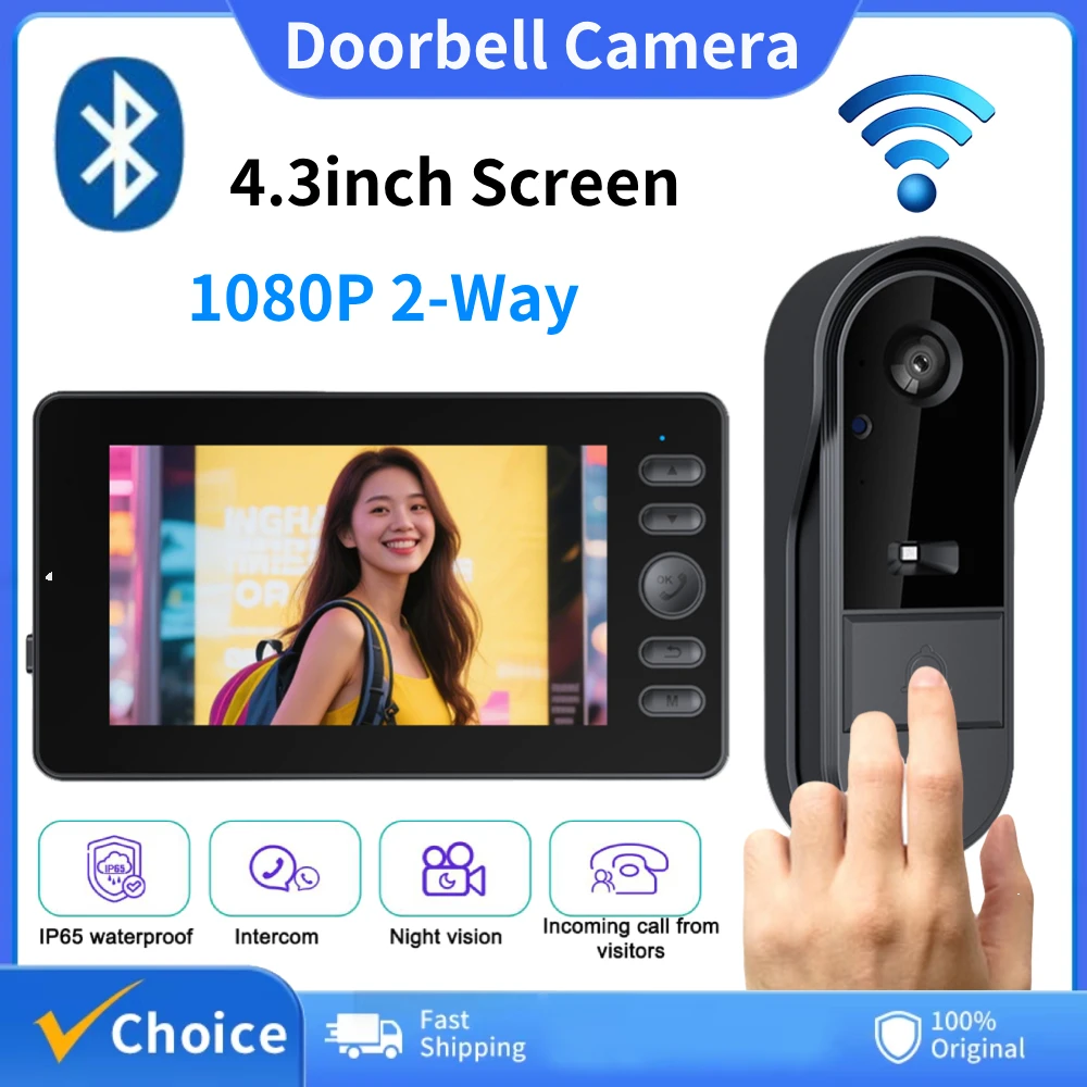 Home Security Bundle - Paket Kamera Bel Pintu Video Nirkabel,