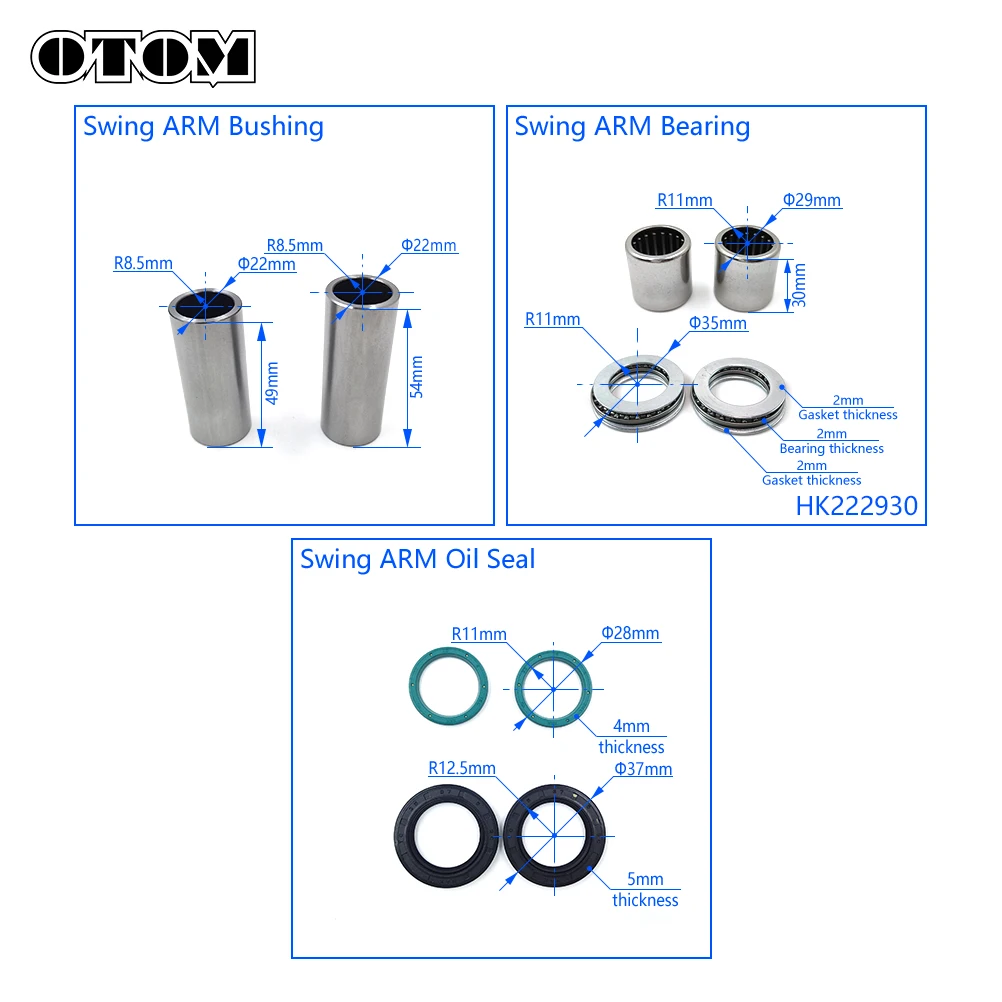 OTOM 2022 Motorcycle Swing ARM Triangle Lever Linkage ARM Bearing Oil Seal Bushing For SHR KAYO BOSUER Titan J-5 ZH250GY NC BSE