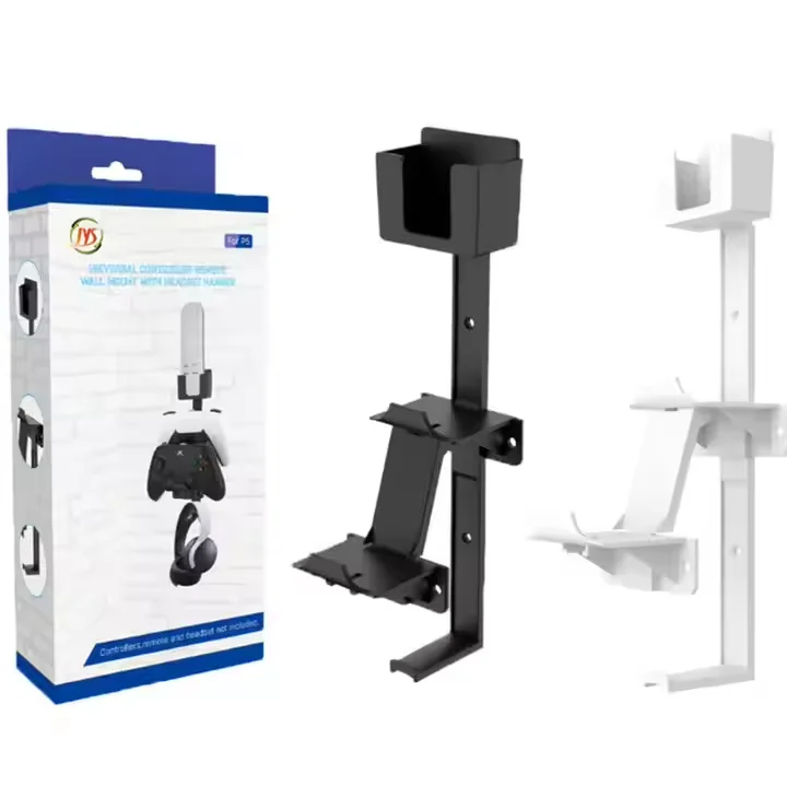 Soporte de pared de JYS-P5125 para controlador de PS5, soporte de montaje con Clip con soporte para auriculares, colgador para PS5, estante para auriculares