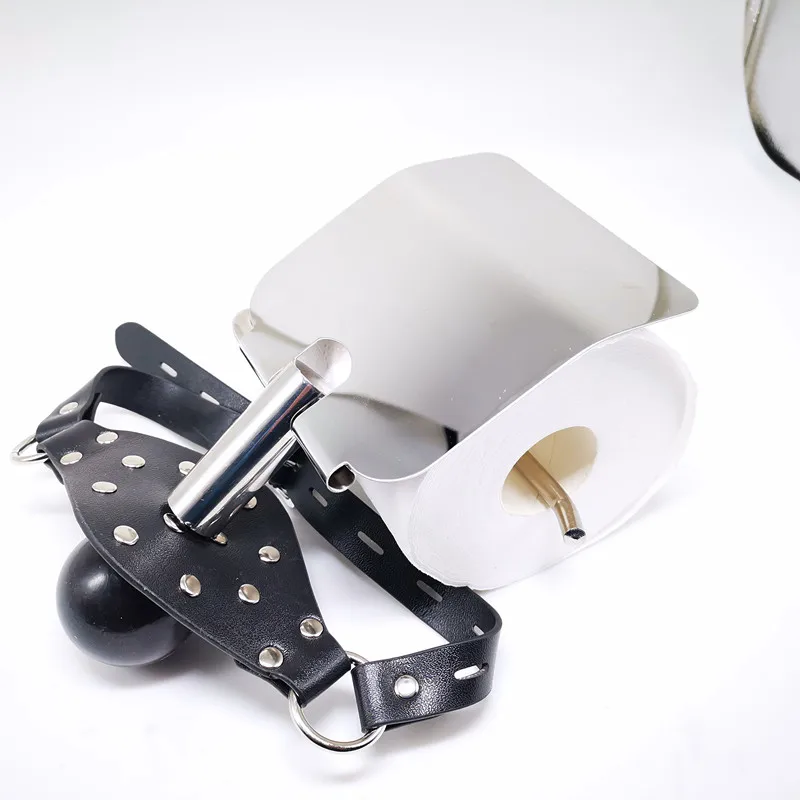 BDSM Slave Toilet Paper Holder + Asphyxia Gag Bondage Restraints Open Mouth Breathable Sex Toys Gag Adult Sex Games For Couple