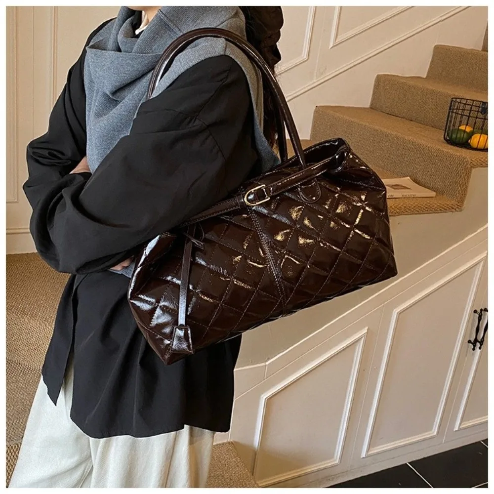 

New Oil PU Leather Handbag Multifunctional Large Capacity Shoulder Bag Casual Tote Bag Women