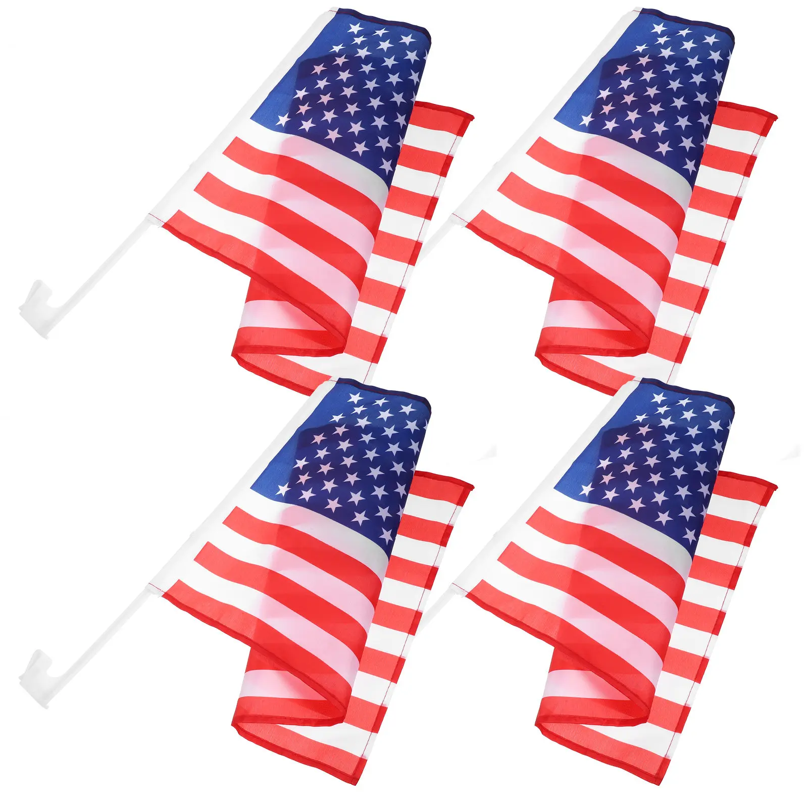 4 Car Window Flags American Truck Vehicle Clip Durable Decorative Patriotic Outdoor Flag High Visibility Weather Resistant