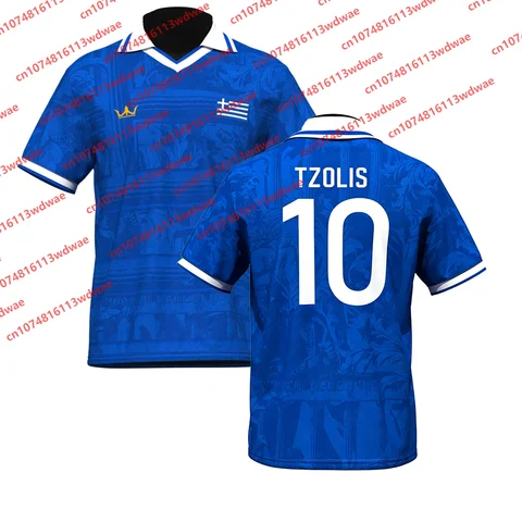Greece Style Tshirt Football Polo Shirt Quick-Dry TZOLIS 10 Jersey Outdoor football Retro Football Shirt Special Edition Kid Tee