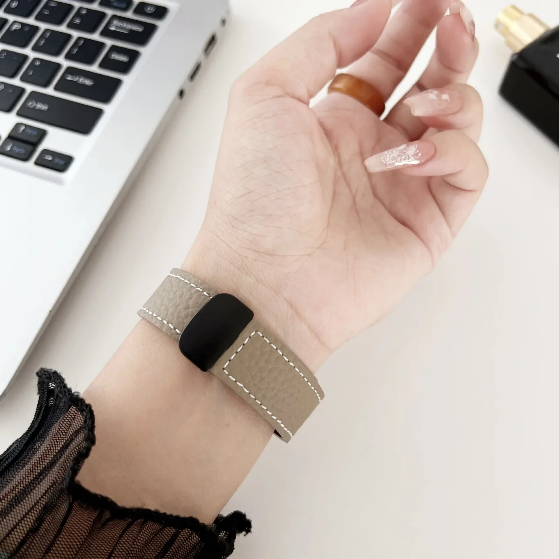 Leather Watchband For HUAWEI WATCH GT4 41mm Bracelet 18mm Strap For Garmin VENU 3S 2S/Forerunner 255S 265S Smart Watchbands