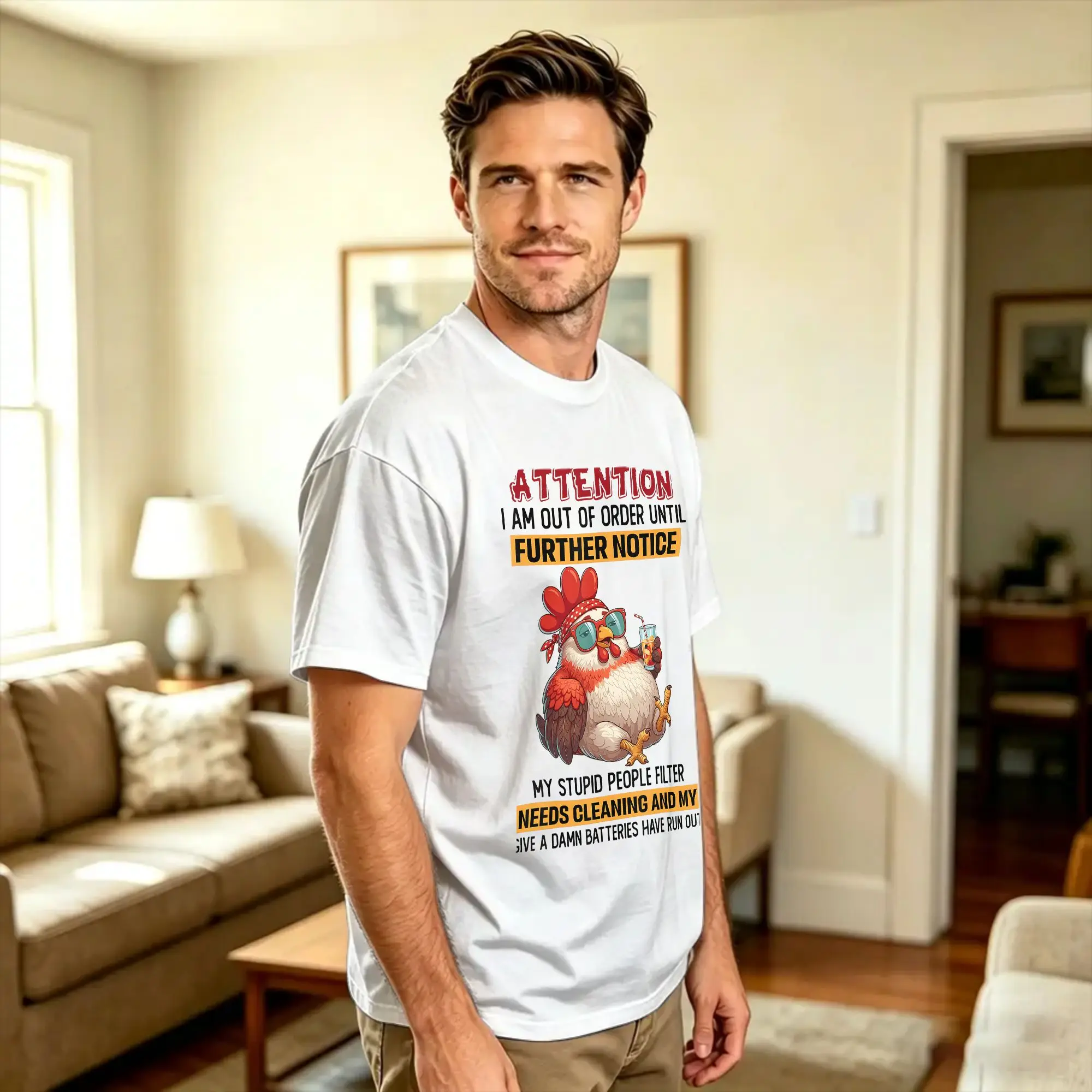 Streetwear T-Shirt Beach Attention I am Out of Order Until Further Notice My Stupid Fashion T Shirts 100% Cotton Tshirt for Men