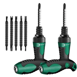 2/7 PCS Ratchet Screwdriver Set Adjustable Telescopic Ratchet Repair Hand Tools Double Purpose Telescopic Screwdrivers Tool