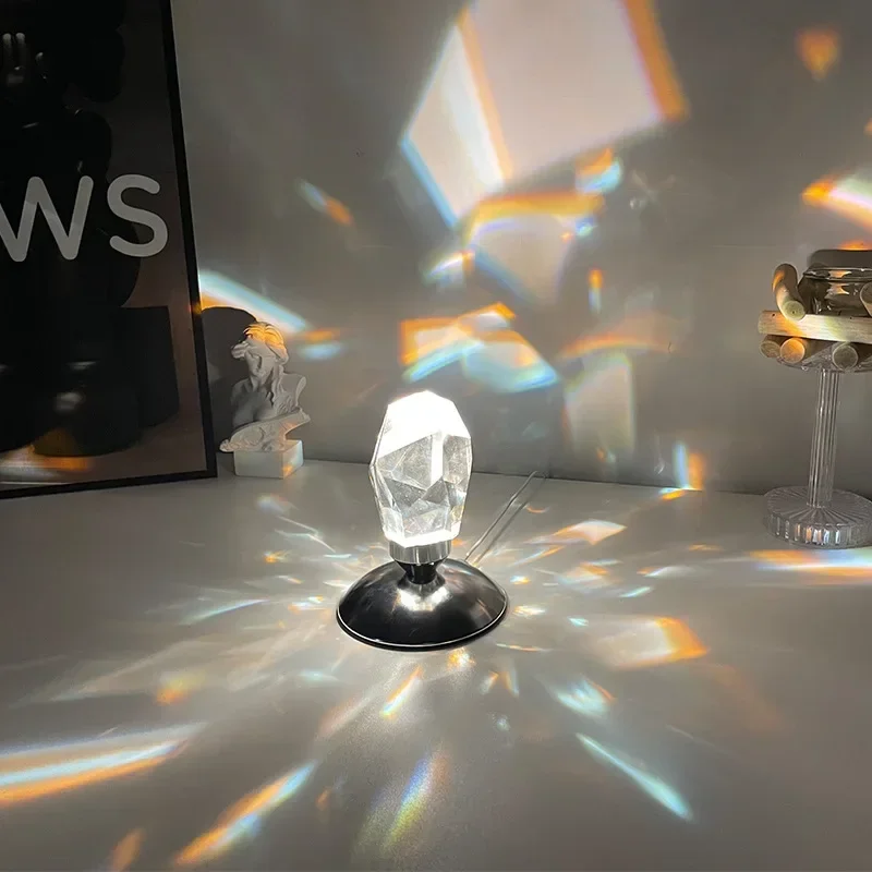 Light Shadow K9 Crystal Stone Lamp 16 color RGB Control Diamond Table Light Fashion Design Home Decoration Bedroom Living Room