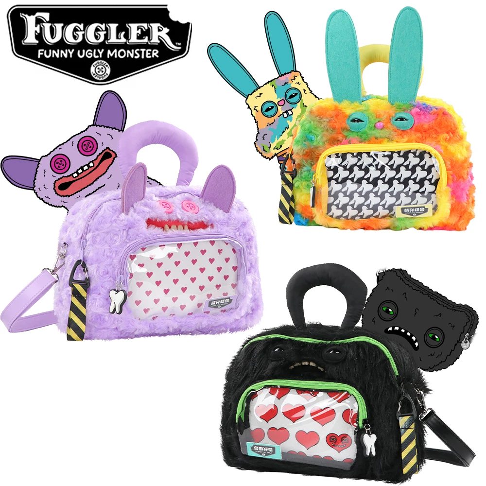 

100% Original Fuggler Funny Ugly Monster Crossbody Bag Square Bag Series Anime Peripheral Plush Toys Cute Tooth Monster 48CM