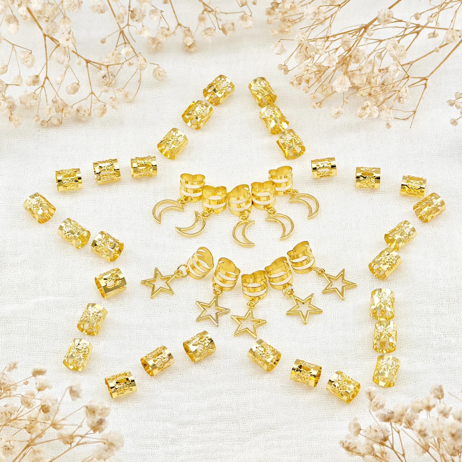 40pcs Star & Moon Shaped Hair Accessories Set, Hair Braids Decorations, Makeup & Dance Headpieces Hair Clips, School Stuff