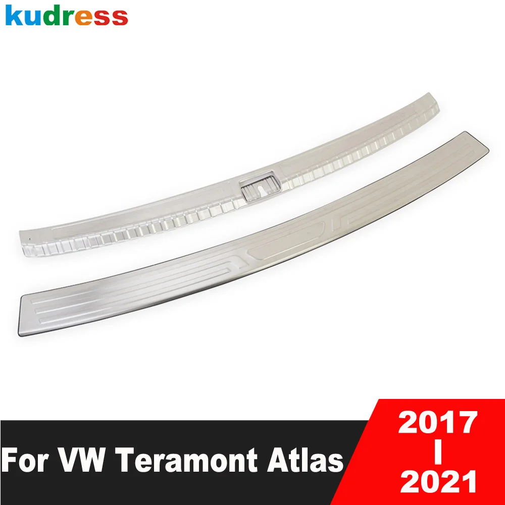 For Volkswagen VW Teramont Atlas 2017-2021 Stainless Rear Trunk Bumper Cover Trim Tailgate Door Sill Plate Guard Car Accessories