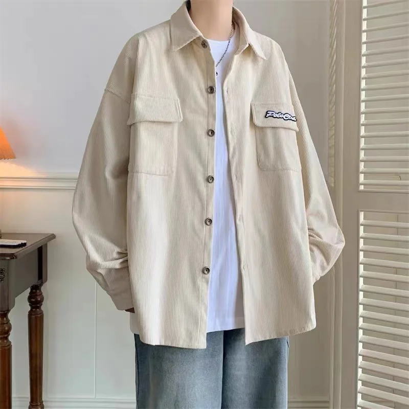 

Американская винтажная вельветовая рубашка с длинным рукавом, свободного кроя, повседневная, мужская, осенне-зимняя, винтажная, свободная верхняя одежда