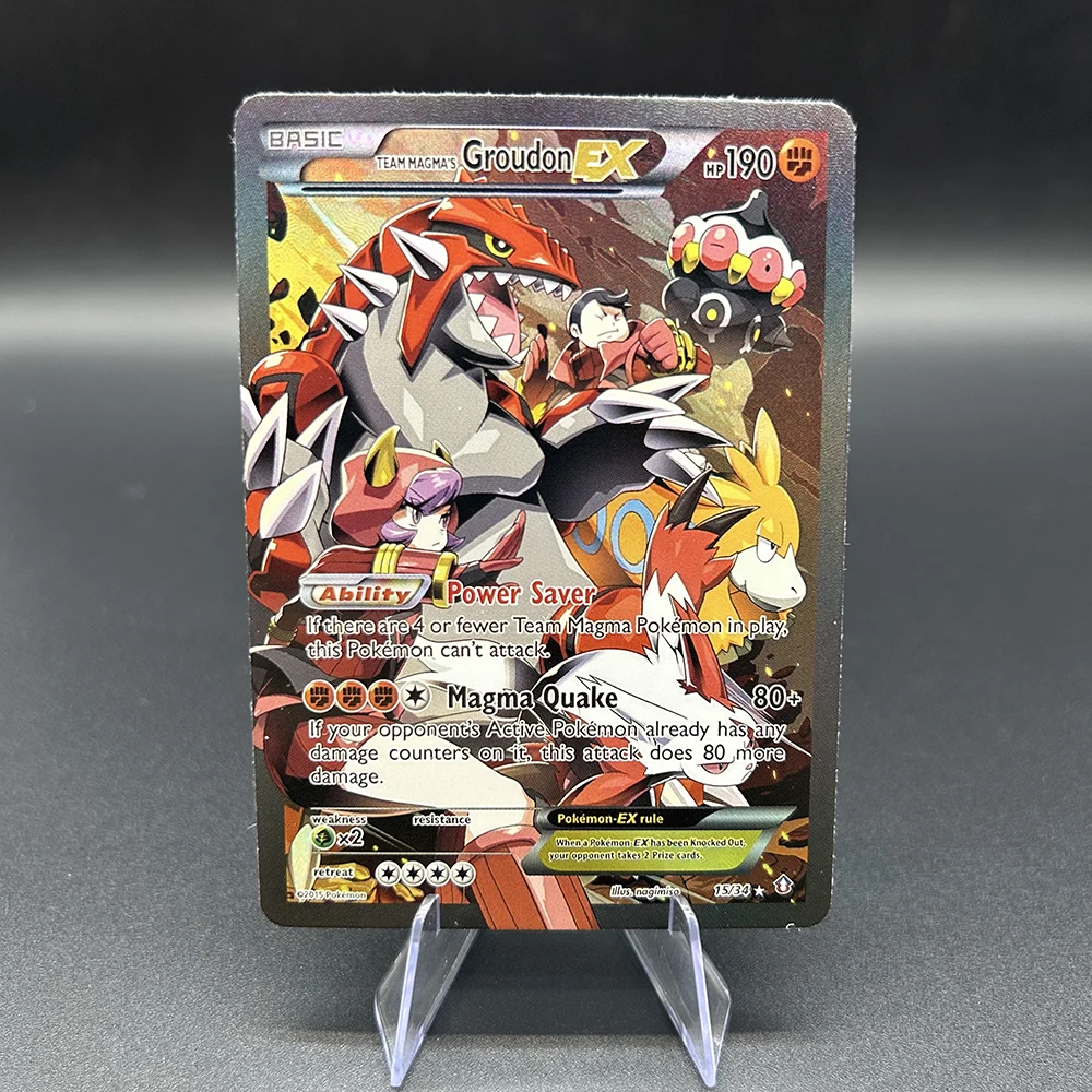 DIY 만화 PTCG 컬렉션 카드 TCG 팀 아쿠아의 쿄그레-EX 더블 크라이시스 홀로 카드 6/34 15/34 포일 카드 어린이 선물 장난감