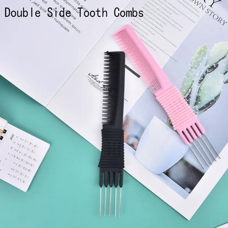 Hard-Toothed Comb Adult Child Double Side Tooth Combs Steel Needle Tail Hair Brush Anti-static Barber Salon Hairdressing Tool