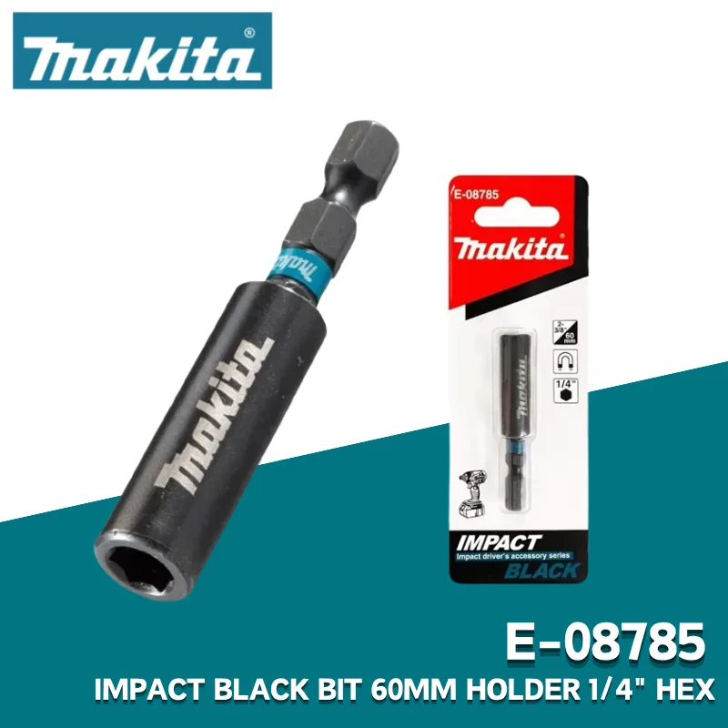 Makita E-08785 Support magnétique pour embouts d'extension, noir, 60 mm, hexagonal 1/4 pouces, résistant à la rouille, accessoires durables pour outils électriques