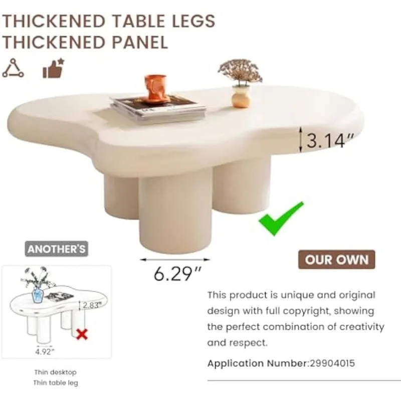 Уникальный волнистый дизайн, нестандартная форма, облачный кофейный столик, современный, в эстетике, милый, прикольный комнатный центральный столик для гостиной, спальни,