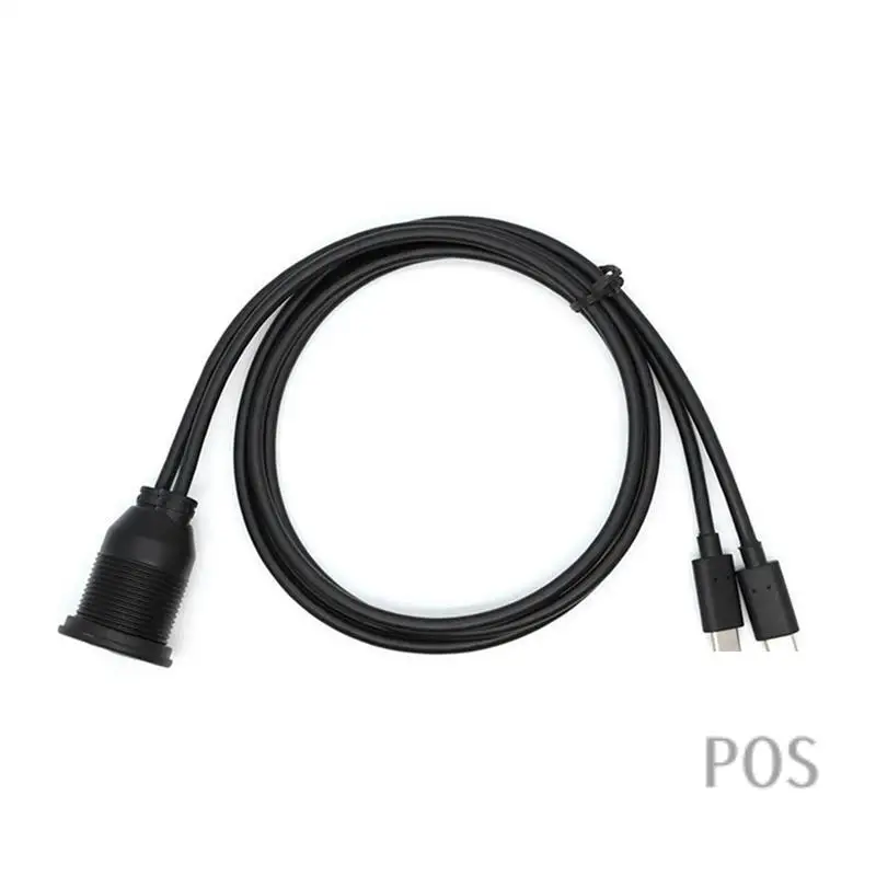 

USB Type C Extension Cable 1M Male To Female Dual Port Waterproof Car Mount Flush Cable For Car Truck Boat-POS