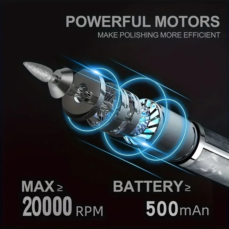 プロ用アクリルネイルドリル、USB電動ネイルドリルマシン、ジェルネイル＆ホームサロン用電動ネイルファイルキット、ネイルアートペ