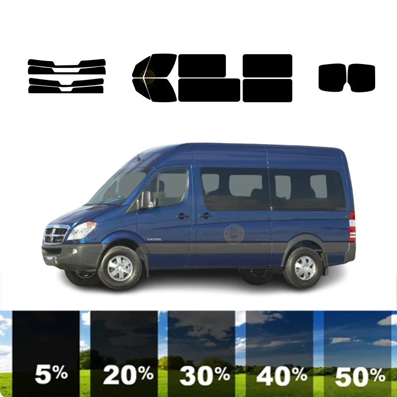 precut Removable Window Tint Film For Car 100% UVR 5%-35%VLT Heat Insulation Carbon ﻿For DODGE SPRINTER VAN 2007-2010