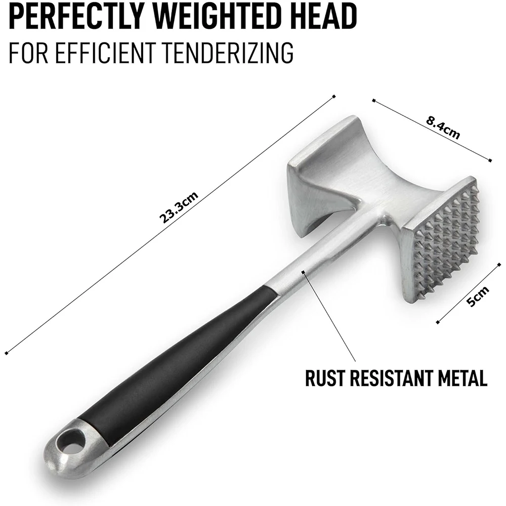 LMETJMA Meat Tenderizer Hammer with Comfortable-Grip Handle Zinc Alloy Meat Hammer Tenderizer Kitchen Meat Mallet Pounder JT329