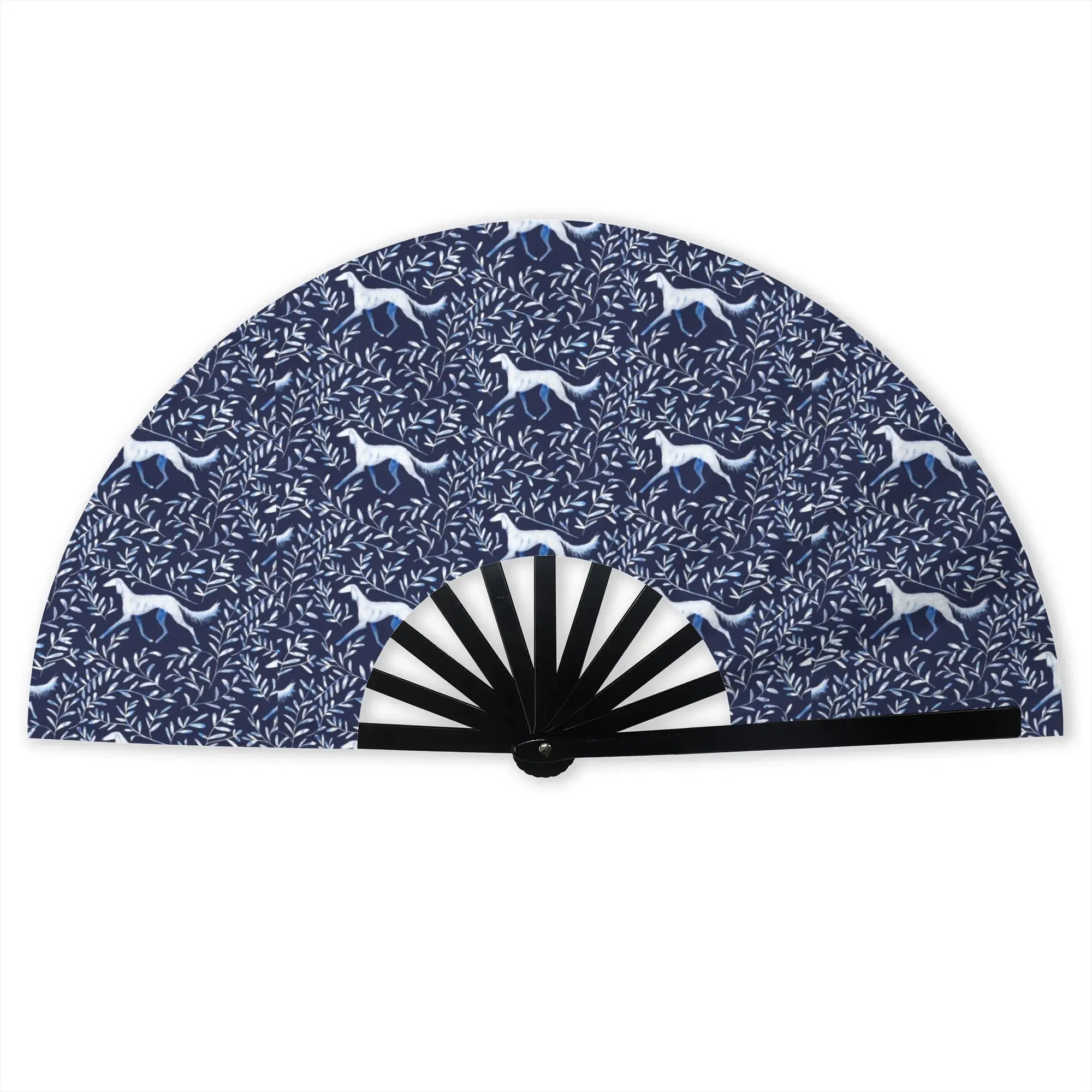 Greyhound Whippet Hound Dog Traditional Folding Fan Chinese Style  High-Quality Polyester Fans Gift Elegant Decorative Hand Fan