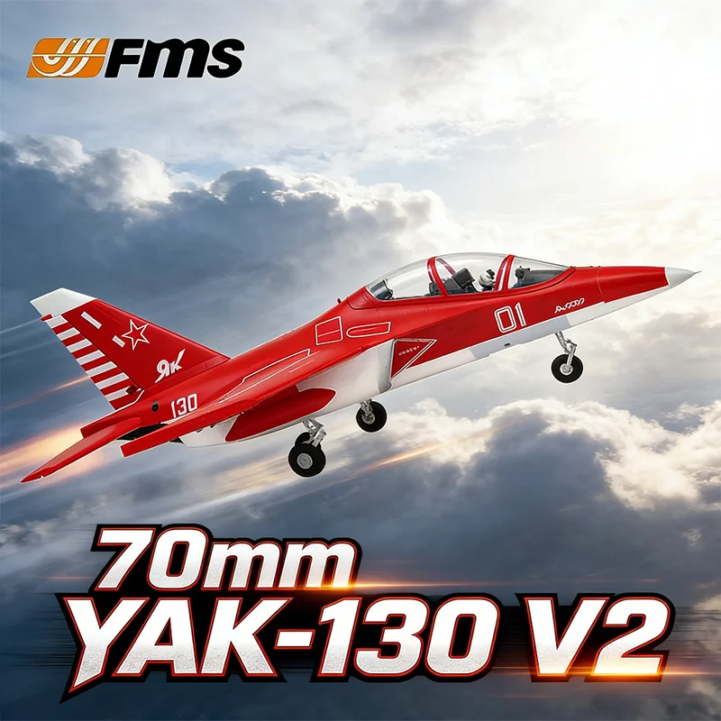 FMS Remote Control Aircraft Model Large-Scale 70mm Ducted YAK-130 V2 Advanced Trainer Fixed-Wing CNC Metal Landing Gear YAK130