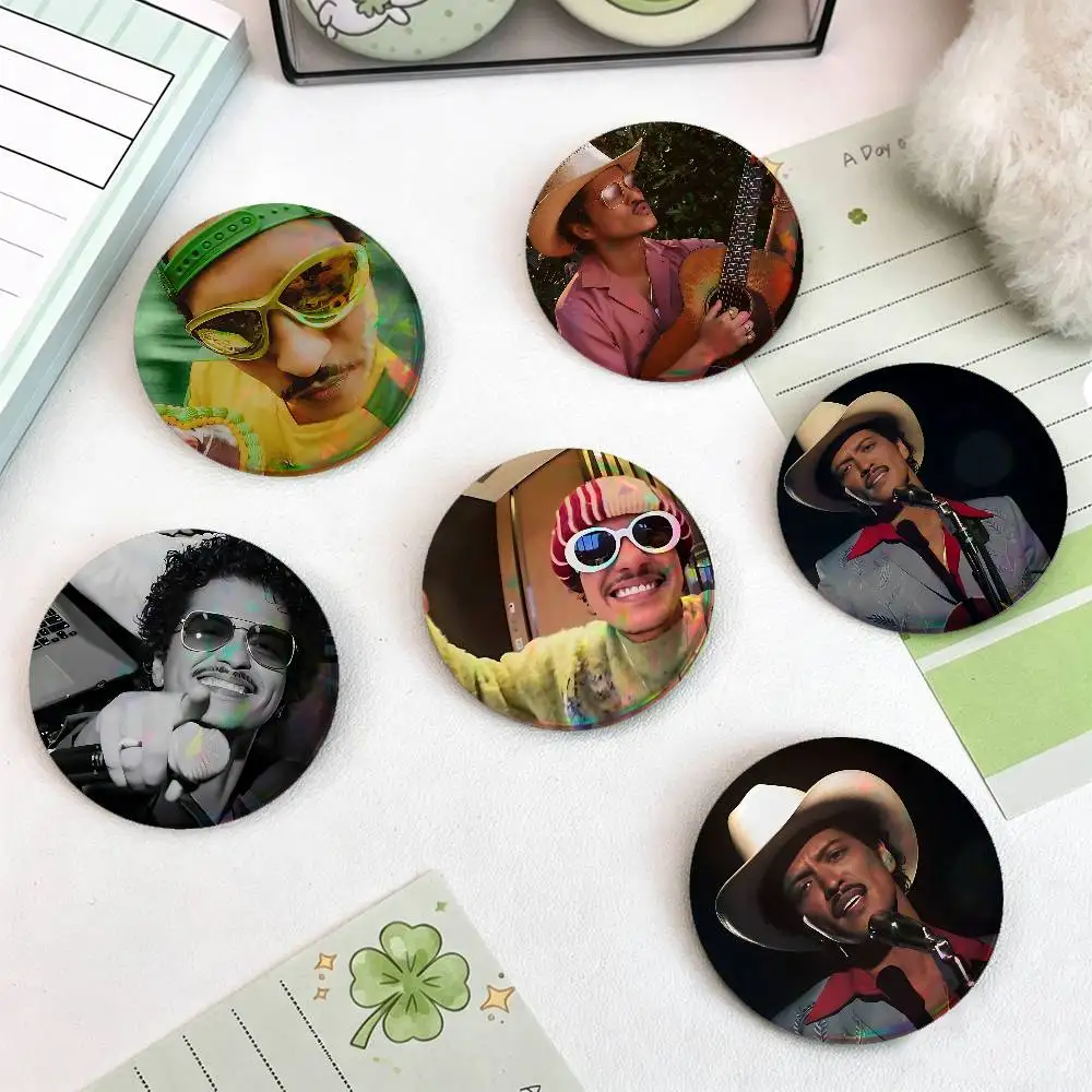 Singer B-Bruno Mars For Badge Custom Laser Hologram Enamel Pin Badge Metal Lapel Brooch For Clothes Bag Accessory Gift