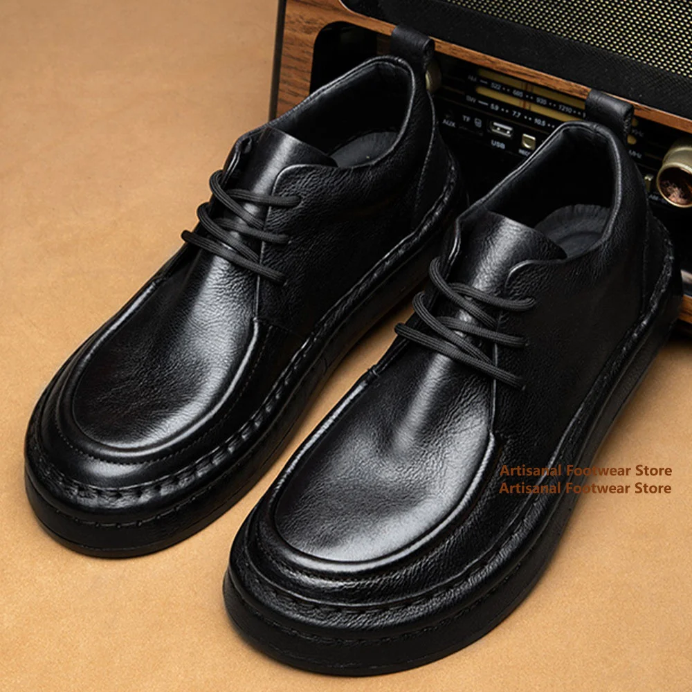 

Black/brown Leather Men's Shoes Genuine Leather British Style Leather Casual Shoes New In Thick Soled Cowhide Men's Shoes