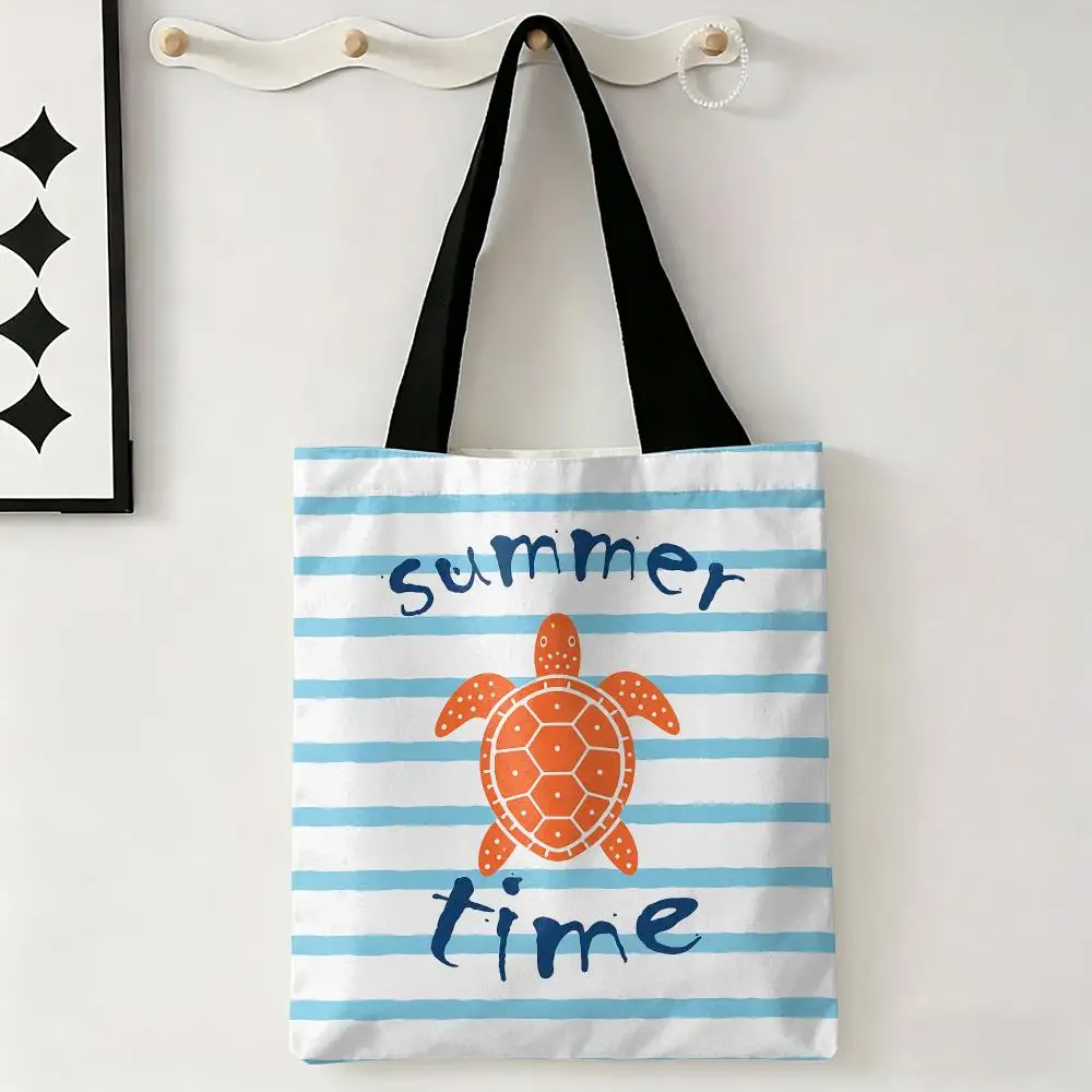 Summer Time Simplicity Storage Bags Large Eco Friendly Capacity Canvas Shopping Bag Shoulder Handbag Daily Use