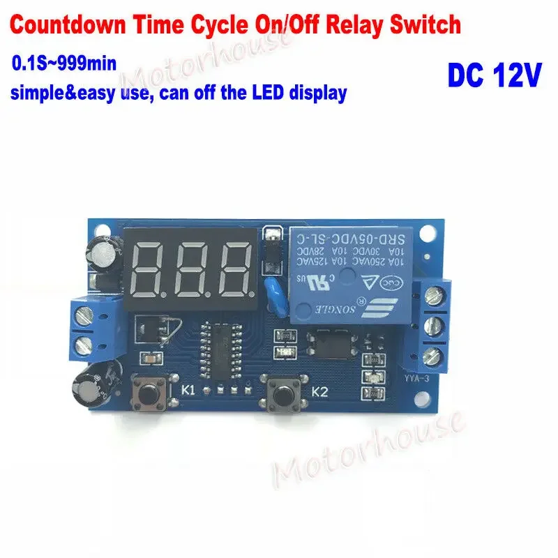 DC 5V/ 12V Digital Infinite Cycle Delay Timer Relay Switch LED Display Countdown Time Turn on Off Module