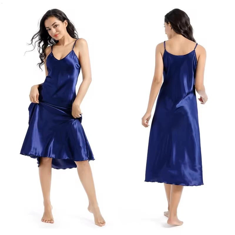 Nightgown for Women Long Satin Slip Dress Sleeveless Nightdress Silky Nightie Soft V Neck Nightwear