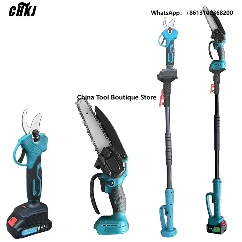 6-Inch Electric Chain Saw, 2.5cm Electric Pruning Shears, 1.7m Telescopic Extension Rod Asta Telescopica Per Potatura A Batteria