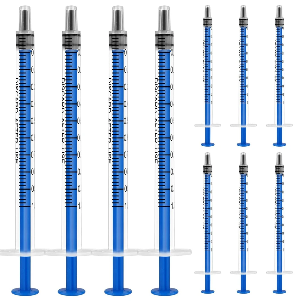 

Blue 1ml Luer Slip Syringe (No Needle) – 20/50/100 Pcs, for Pet Oral Feeding, Oil & Glue Refilling, Liquid Measuring & Transfer