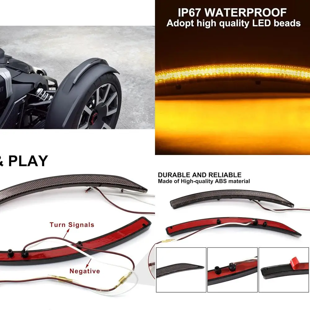 

LED Front Fender Lights for Can-Am Ryker, Smoked Black Front LED Wheel Lights Fender Reflectors with Turn Signals for Can Am Ryk