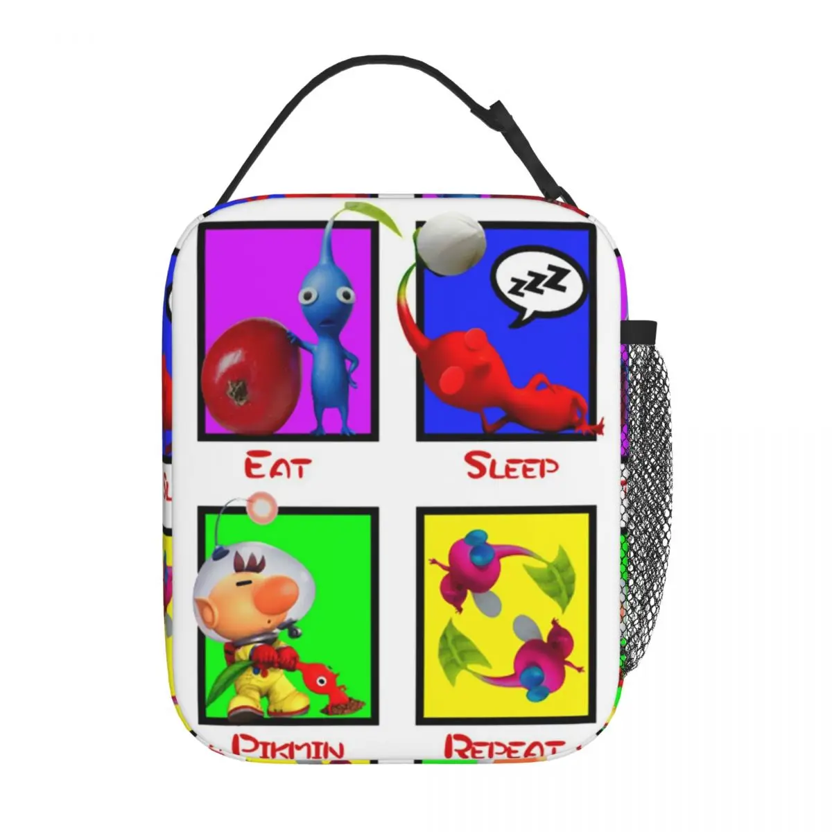 Eat Sleep Pikmin Repeat Insulated Lunch Bag for Women Children Portable Food Boxes Thermal Lunch Box Tote