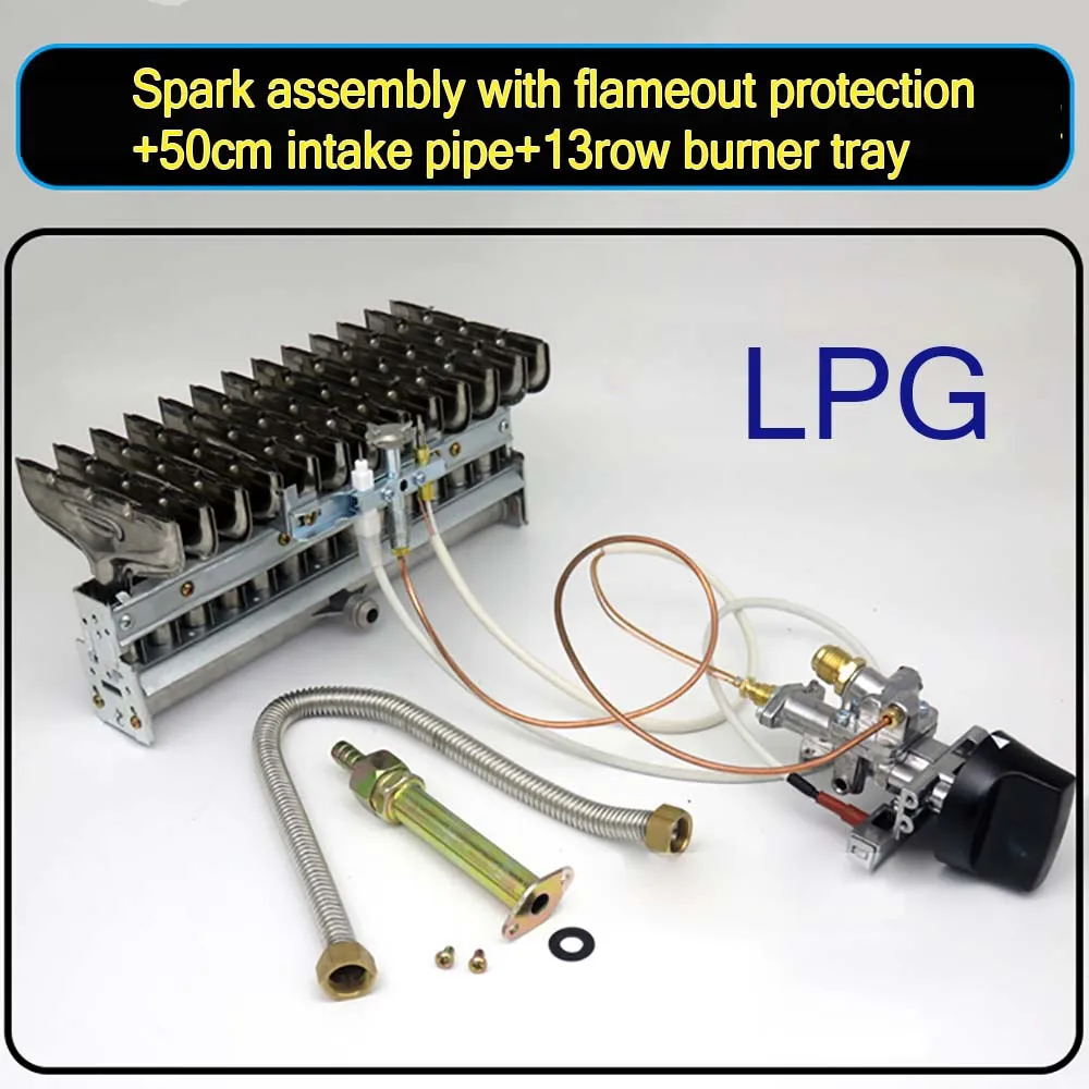 LPG Liquid Gas Spark Assembly Ignition Switch With Flameout Protection 50cm Intake Pipe 13-Row Burner Tray