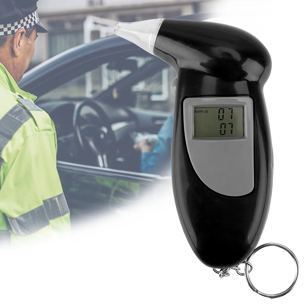 1pc Handheld Digital Alcohol Detector with Keychain Breathalyzer Police Alcotest Display Alcohol Tester Alcohol Breath Tester