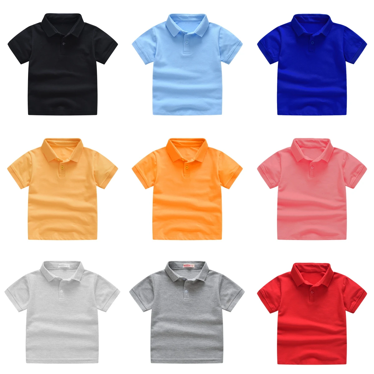 Summer Children\'s Solid 10 Color Polo Shirt Boys Girls Short Sleeve T-Shirt 2-9Years Kids Baby High Quality Cotton Clothes Tops