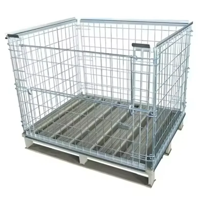 Warehouse Transport Steel Mesh Wire Stackable Collapsible Stillage Cage Foldable Metal Storage Basket Wire Container Pallet