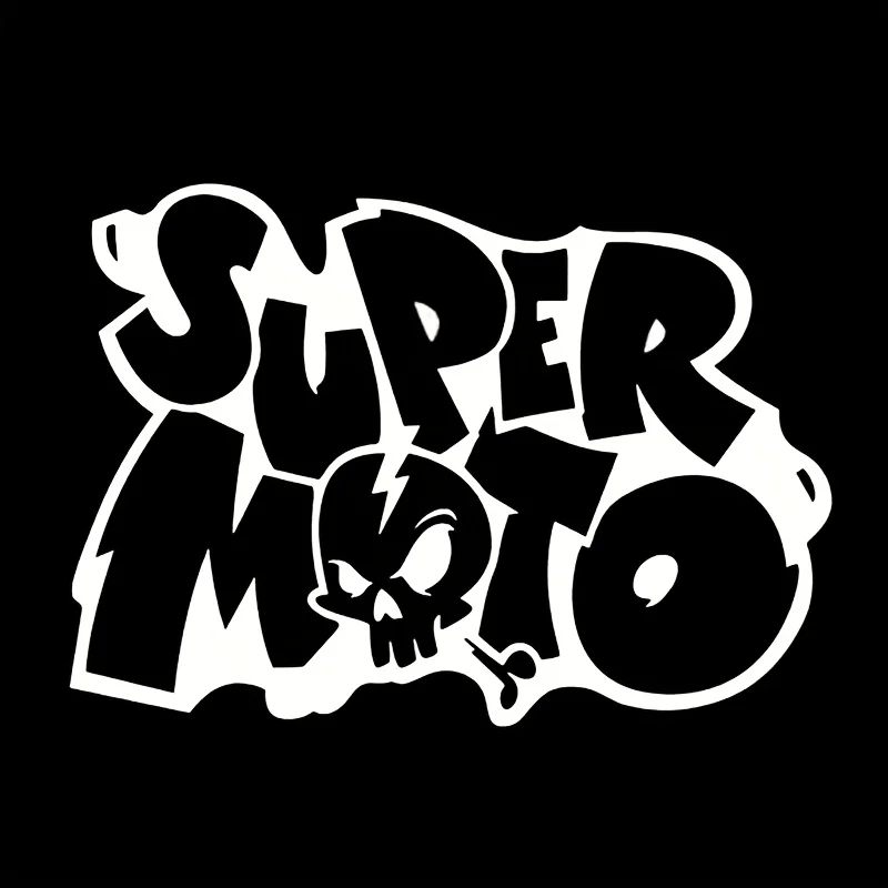 1 قطعة سوبر موتو ملصق أسود أبيض الجمجمة العظام الكتابة على الجدران نمط لاصق مائي للدراجات النارية سيارة ديكور