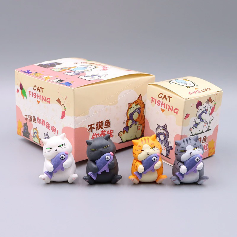 

New Products In Stock No Fish You Keep Me Blind Box Fish Cat White Cat Orange Cat Trendy Toy Toy Car Decoration Souvenir Gift