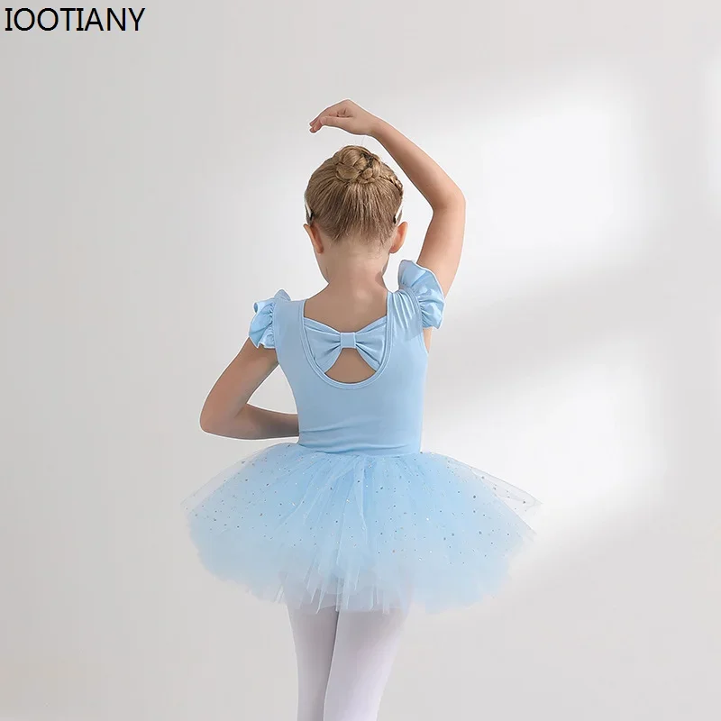 

CosplayKids Sequined Ballet Set Summer Solid Sleeveless Suspenders Rhythmic Gymnastics Mesh Girls Clothing Toddler Ballet Exam D