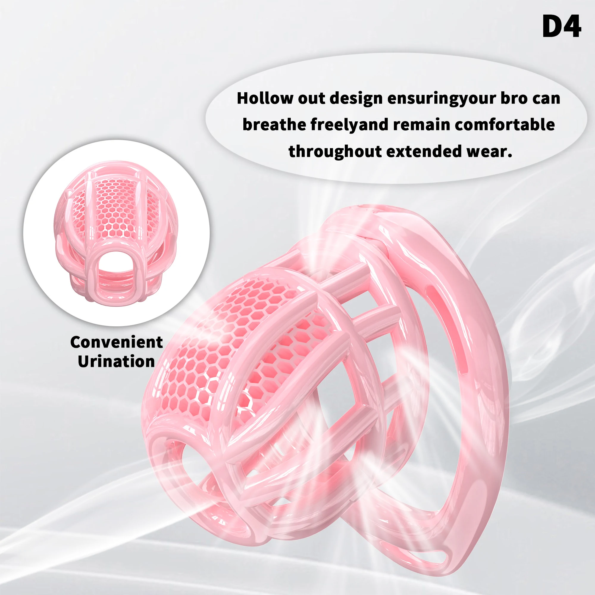 Soft Silicone Chastity Cage Device Anti-Cheating Penis Lock with 4 Size Cock Rings Penis Restraints for Men Discreet Sex Toys view 6